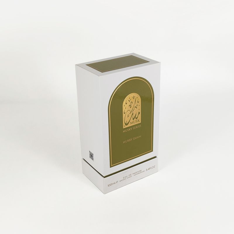 Guldfolie präglad parfymbox med Eva -bricka, styv bas och elegant LID -design HP031