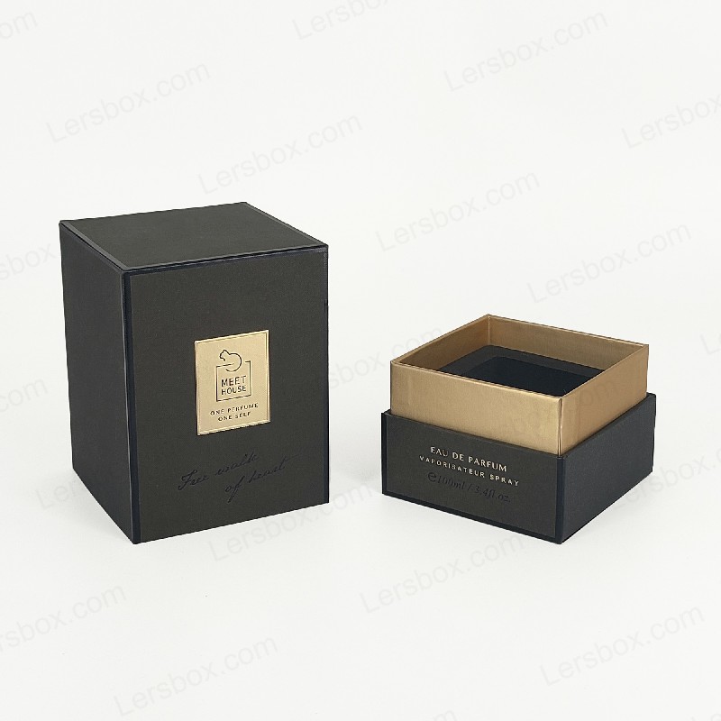 Guldfolie parfymbox med styvt lock, bas och eva skumfack för lyxig display HP034