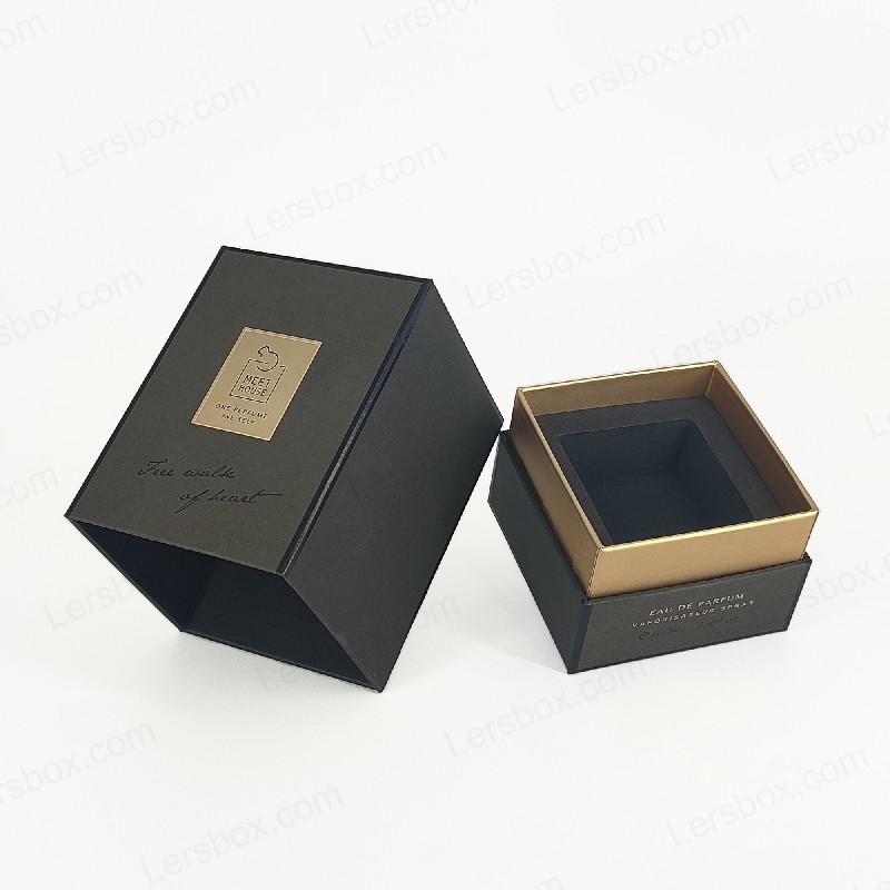 Guldfolie parfymbox med styvt lock, bas och eva skumfack för lyxig display HP034